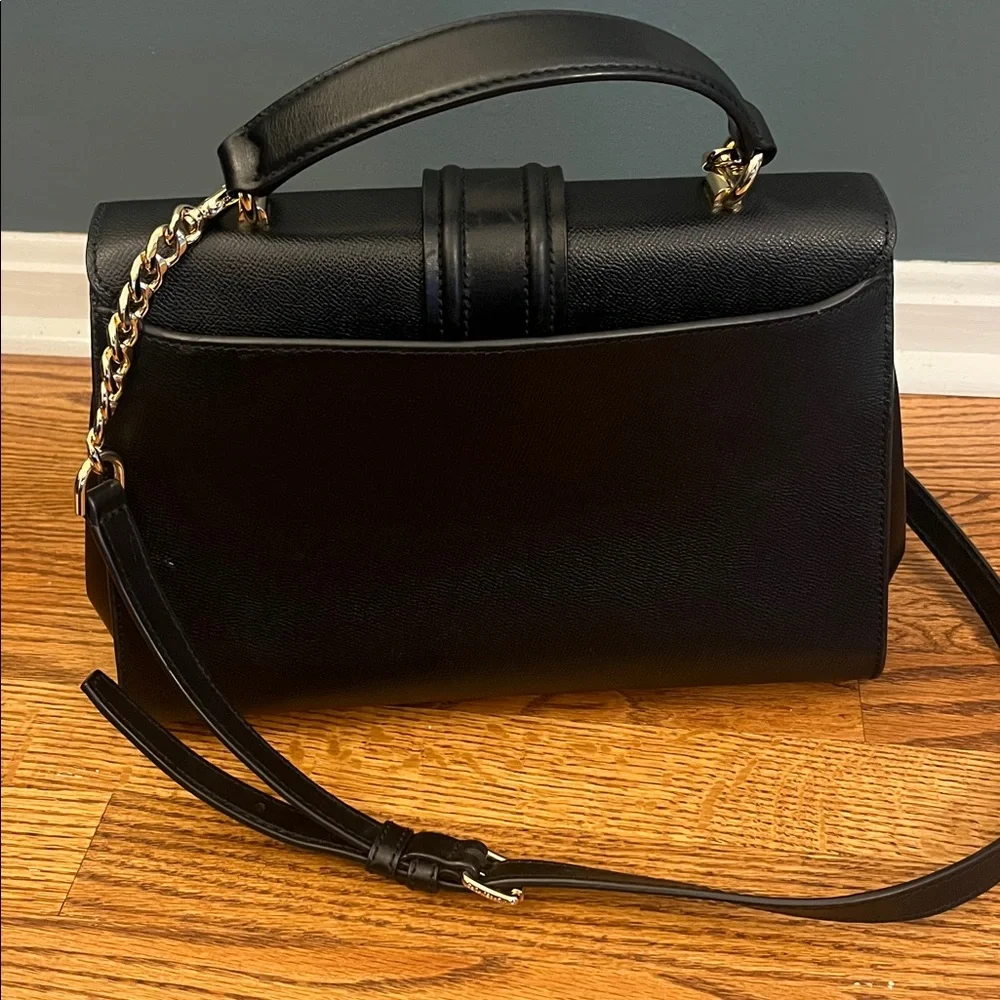 Michael Kors Bleecker Black Leather Satchel Bag Dual Handles